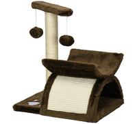 PawHut Tiragraffi a Colonna per Gatti con Cuccia in Peluche 43cm