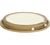 PawHut tiragraffi con pallina, gioco interattivo per gatti in legno, tiragraffi in sisal, tappetino tiragraffi, protezione antigraffio per il divano, marrone+bianco crema, Ø40 x 4,5 cm