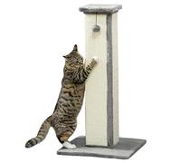 PawHut Tiragraffi da 81 cm, colonna tiragraffi in sisal con palla da gioco, albero tiragraffi per gatti fino a 5 kg, per interni, grigio, crema