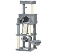 PawHut Tiragraffi per Gatti con Casetta, Pali in Sisal, Lettino e Amache