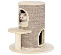 PawHut Torre per Gatti a 2 Livelli con 2 Nascondigli, Beige e Marrone