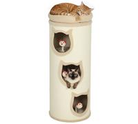 PawHut Torre per Gatti Alta 96 cm con 3 Casette e Lettino Superiore Crema