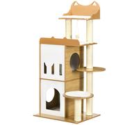 PawHut Torre per Gatti in MDF con Tiragraffi per Gatti e 2 Casette per Gatti