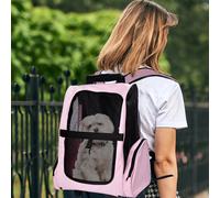 PawHut Transportin Cart Dog 2 in 1 Zaino Carrello 36x30x49 cm animali domestici persone Cane gatti artiglio Rosa