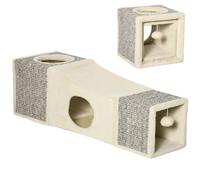 PawHut Tunnel per Gatti Pieghevole con Pallina e Tiragraffi in Sisal Crema