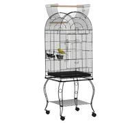 PawHut Voliera Gabbia per Uccellini con Ruote in Metallo 51x51x153cm Nero