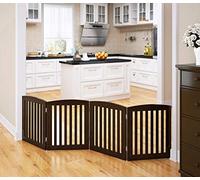 PAWLAND Cancelletto pieghevole in legno per cani, 61 cm, 4 pannelli per recinzione, cancello per cani, per casa, porta, scale, extra largo (Espresso, altezza 61 cm, 4 pannelli)