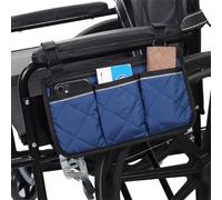 Pawleso Borsa professionale per braccioli per sedie a rotelle, impermeabile, con strisce riflettenti e manico autoadesivo, adatta al 95% delle sedie a rotelle/deambulatori (blu)