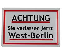 Pawlowski Souvenirs & Postkarten Achtung Sie verlassen Jetzt West-Berlin Targa in Metallo 20 x 30 cm