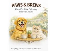 Paws & Brews: Cozy Pet Café Coloring Book for Adults: Relaxing Dog & Cat Café Scenes for Stress Relief , Cute Animals, Cozy Coffee Moments & Single-Sided Coloring Pages