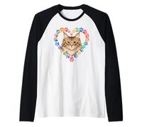 Paws Dye Heart Norwegian Forest Cat Maglia con Maniche Raglan