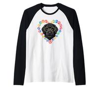 Paws Dye Heart Portuguese Water Dog Portie Maglia con Maniche Raglan
