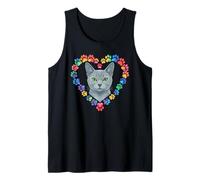 Paws Dye Heart Russian Blue Cat Canotta