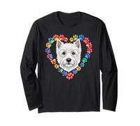 Paws Dye Heart West Highland White Terrier Westie Maglia a Manica
