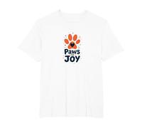 Paws for Joy - Grafica Stravagante per Amanti degli Animali Maglietta, Uomo Taglie Grandi, Bianco, 2X Tall