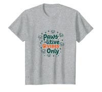 Paws-itive Vibes Only Dog Lover Maglietta, Bambini, Grigio Melange, 10 Anni