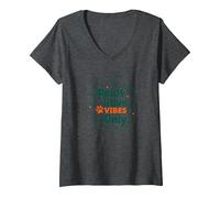 Paws-itive Vibes Only Dog Lover Maglietta con Collo a V, Donna, Grigio Scuro, XL