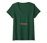 Paws-itive Vibes Only Dog Lover Maglietta con Collo a V, Donna, Verde Foresta, XL