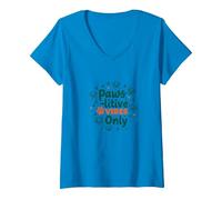 Paws-itive Vibes Only Dog Lover Maglietta con Collo a V, Donna, Zaffiro, XXL