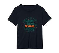Paws-itive Vibes Only Dog Lover Maglietta, Donna Plus-Size, Nero, 3X