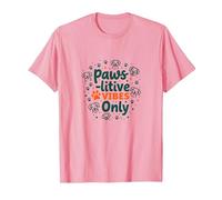 Paws-itive Vibes Only Dog Lover Maglietta, Uomo, Rosa, M