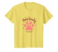 Paws-itively in Love with Dogs, Stampa a Forma di Cuore Maglietta, Bambini, Limone, 4 Anni