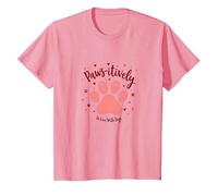 Paws-itively in Love with Dogs, Stampa a Forma di Cuore Maglietta, Bambini, Rosa, 10 Anni