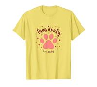 Paws-itively in Love with Dogs, Stampa a Forma di Cuore Maglietta, Uomo, Limone, XXL