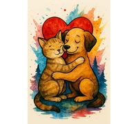 Paws & Love (6 x 9 in): Watercolor Dog and Cat Lined Notebook Cute Animal Love Journal for Notes & Writing