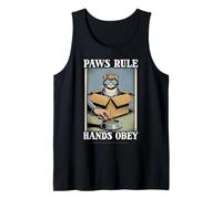 Paws Rule Hands Obey Cat in Box - Ciotola per Cibo Divertente a Forma di Gatto Canotta