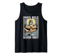 Paws Rule Hands Obey Cat in Box - Ciotola per Cibo Divertente a Forma di Gatto Canotta