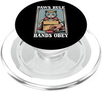 Paws Rule Hands Obey Cat In Box - Ciotola per cibo divertente a forma di gatto PopSockets PopGrip per MagSafe