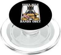 Paws Rule Hands Obey Cat In Box - Ciotola per cibo divertente a forma di gatto PopSockets PopGrip per MagSafe
