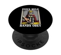 Paws Rule Hands Obey - Ciotola per gatti con divertente tiragraffi PopSockets PopGrip Adesivo