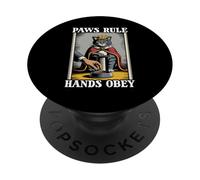 Paws Rule Hands Obey - Ciotola per gatti con divertente tiragraffi PopSockets PopGrip Adesivo