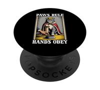 Paws Rule Hands Obey - Ciotola per gatti con divertente tiragraffi PopSockets PopGrip Adesivo