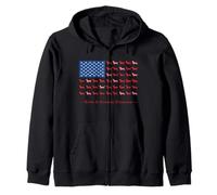 Paws Stripes 4th July Flag Black Long Haired Dachshund Lover Felpa con Cappuccio