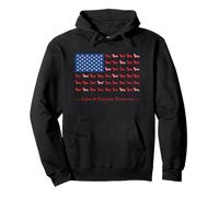 Paws Stripes 4th July Flag Black Long Haired Dachshund Lover Felpa con Cappuccio