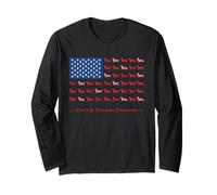 Paws Stripes 4th July Flag Black Long Haired Dachshund Lover Maglia a Manica
