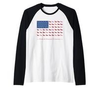 Paws Stripes 4th July Flag Black Long Haired Dachshund Lover Maglia con Maniche Raglan