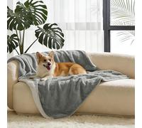 Pawsee Coperta impermeabile per cani, coperta da tiro Sherpa in pile a prova di pipì per protezione del divano letto, copertura protettiva per mobili reversibile lavabile, 150 x 130 cm, grigio