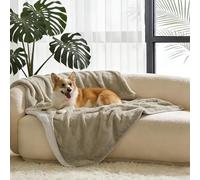 Pawsee Coperta impermeabile per cani, coperta da tiro Sherpa in pile a prova di pipì per protezione del divano letto, copertura di protezione per mobili reversibili lavabili, 150 x 130 cm, tortora