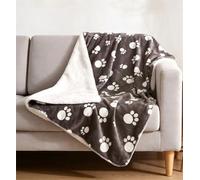 Pawsee Paw Print impermeabile coperta per cani, Pet Pee Proof Fleece Sherpa Throw Blanket per divano divano letto protezione, lavabile reversibile Furniture Protector Cover, 150 x 130 cm