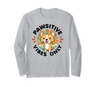 Pawsitive Vibes Solo Carino Kawaii Corgi Motivazione positiva Maglia a Manica