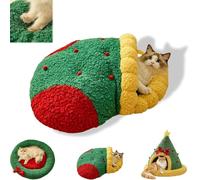 Pawsmas - Cuccia per gatti a forma di albero di Natale, rimovibile, lavabile, invernale, chiusa, adatta per gatti di piccola taglia, cani e animali domestici, per dormire, nascondersi e giocare (B, L)