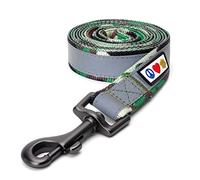 Pawtitas Guinzaglio riflettente per cani da 1,8 m, comodo manico imbottito, guinzaglio riflettente a doppio manico per addestramento per cani a mani libere, colore verde mimetico