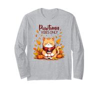 Pawtumn Vibes Only Cute Cat Fall Coffee Pun Pumpkin Maglia a Manica