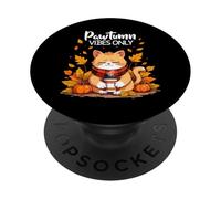 Pawtumn Vibes Only Cute Cat Fall Coffee Pun Pumpkin PopSockets PopGrip Adesivo