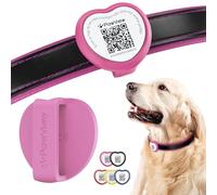 PawView Tag per cani con codice QR UK - Medaglietta identificativa personalizzata per animali con NFC, impermeabile, in silicone, a forma di cuore per il recupero di animali smarriti - Nessun GPS