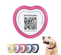 PawView Targhetta per cani con codice QR UK, targhetta identificativa personalizzata con NFC impermeabile in silicone a forma di cuore, per il recupero degli animali domestici smarriti, nessun GPS